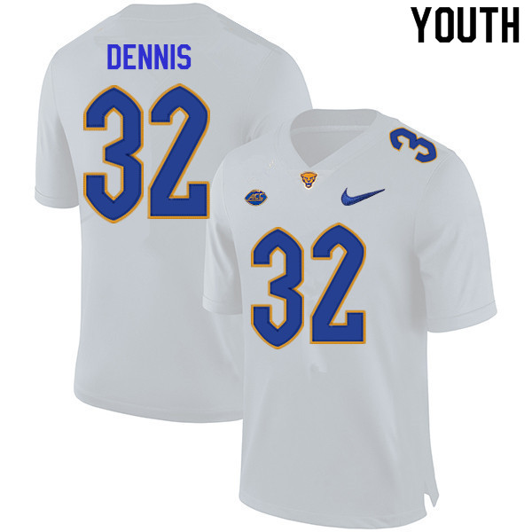 Youth #32 SirVocea Dennis Pitt Panthers College Football Jerseys Sale-White